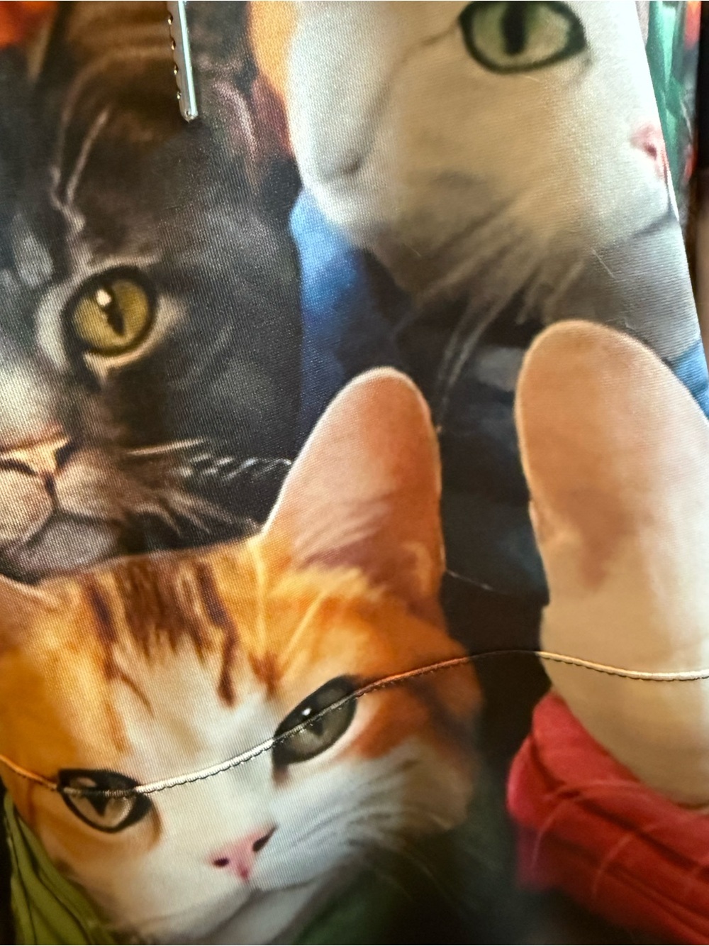 Black Cat-Print Pullover Hoodie with Colorful Cats - Picture 4 of 6